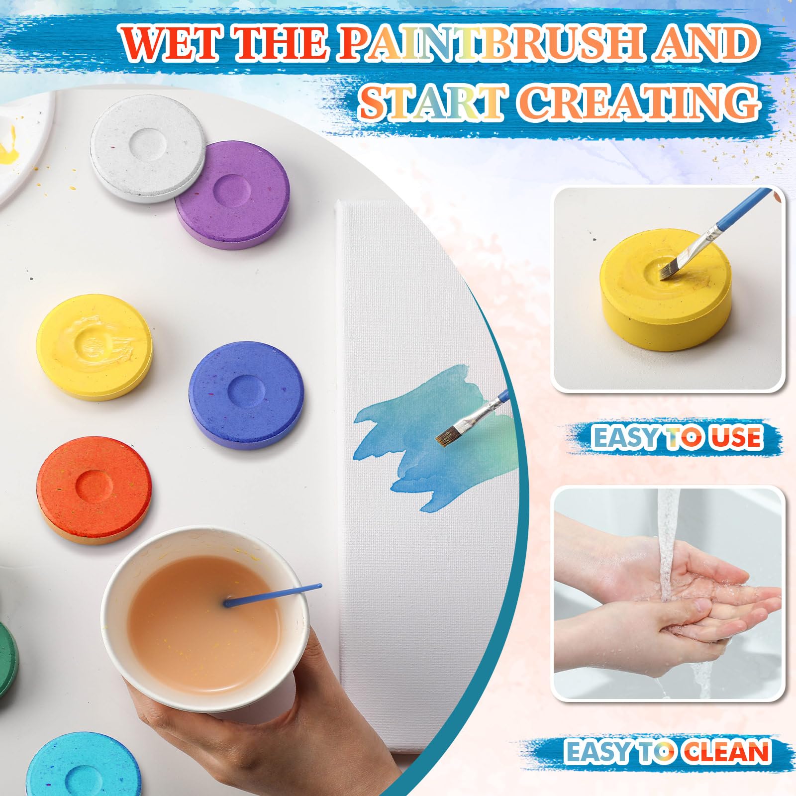 Faccito 81 pz Tempera Vernice Torte Bulk Grandi Torte Tempera Torte Acquerello Ricarica Forniture Artistiche per Classroom Art Painting Disegno
