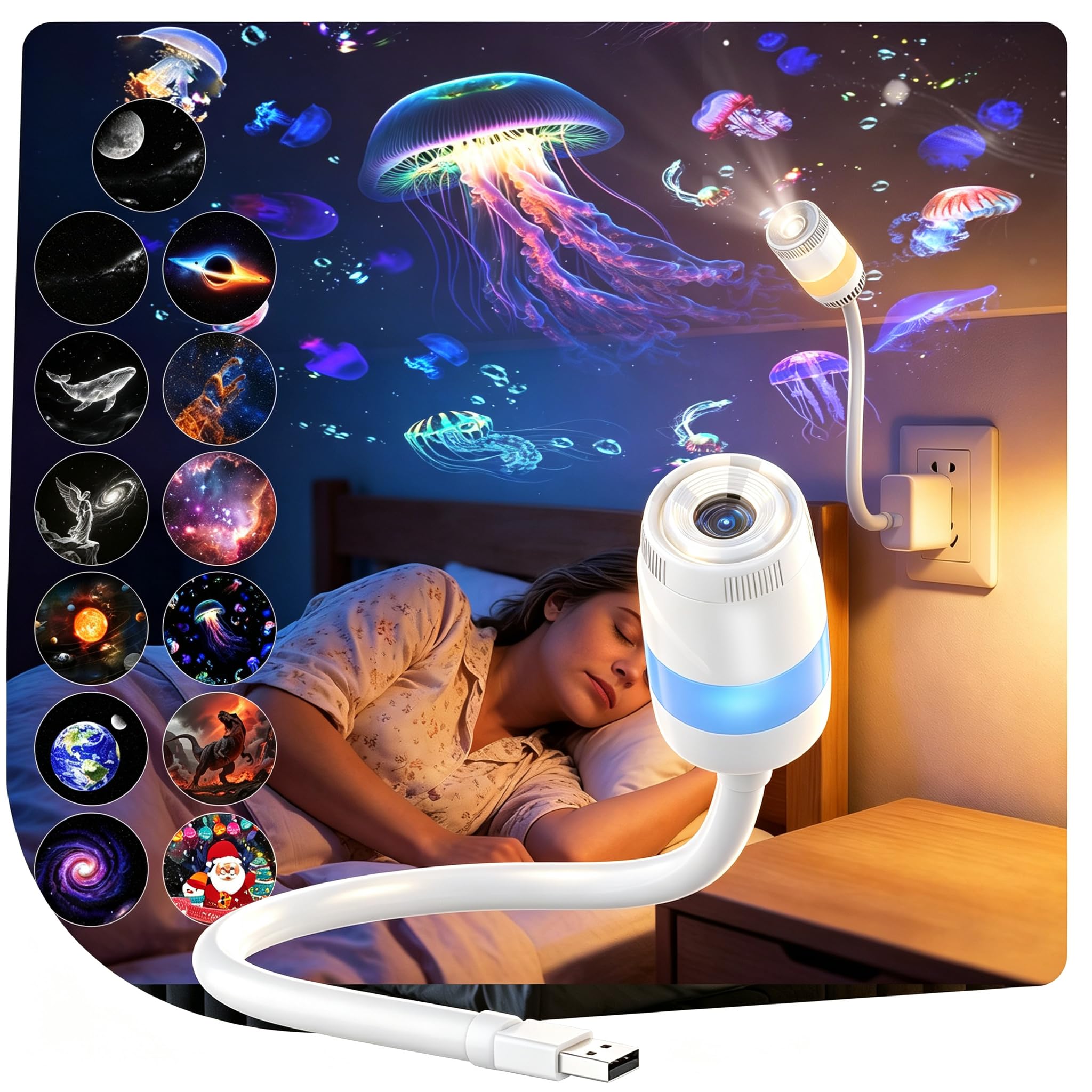 Photo 1 of Glotella Galaxy Projector Night Light - 2-in-1 USB Multicolor LED
