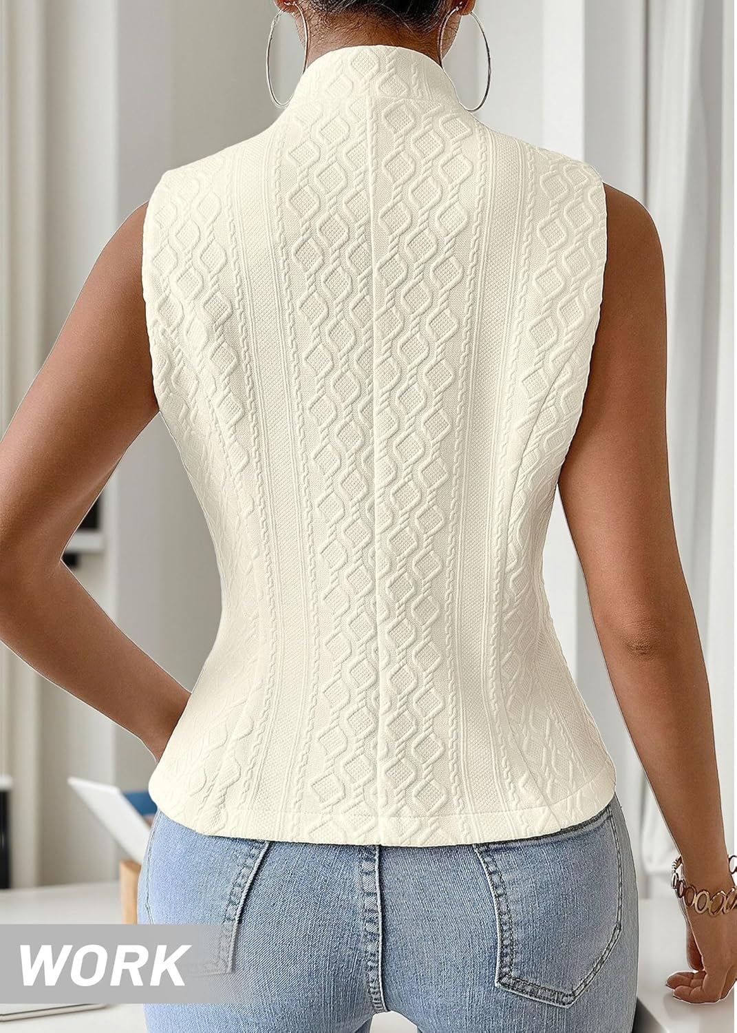 Mina Self Women's 2026 Spring Sleeveless Sweater Vest Top - Knit Stretchy Lightweight Fashion Casual Office Slim Fully Lined - Image 5