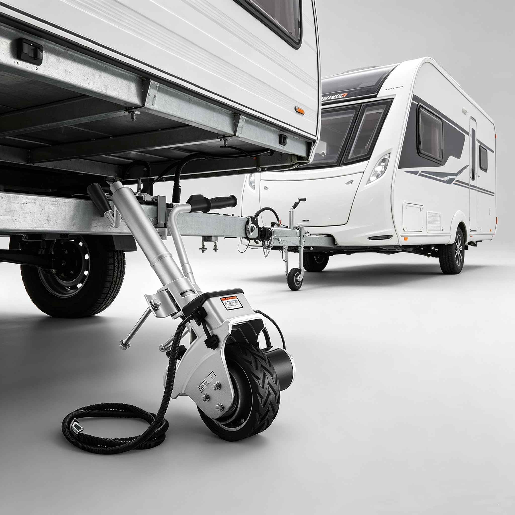Elektryczny podnośnik do przyczepy 12 V, 350 W, zmotoryzowane koło manewrowe, rama ze stopu aluminium, gumowe koło antyścieralne z automatycznym hamulcem, do przyczepy kempingowej, łodzi, przyczepy