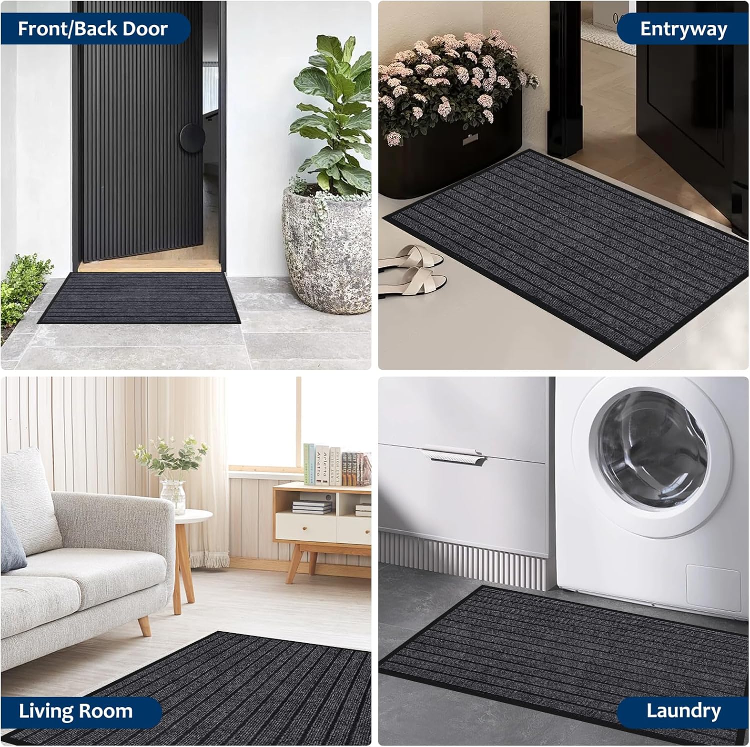 Dog Door Mat for Muddy Paws, Stain & Fade Resistant, Waterproof Non-Slip, Indoor Outdoor Welcome Mats for Front Door Entryway Back Door, 47" x 32" Grey