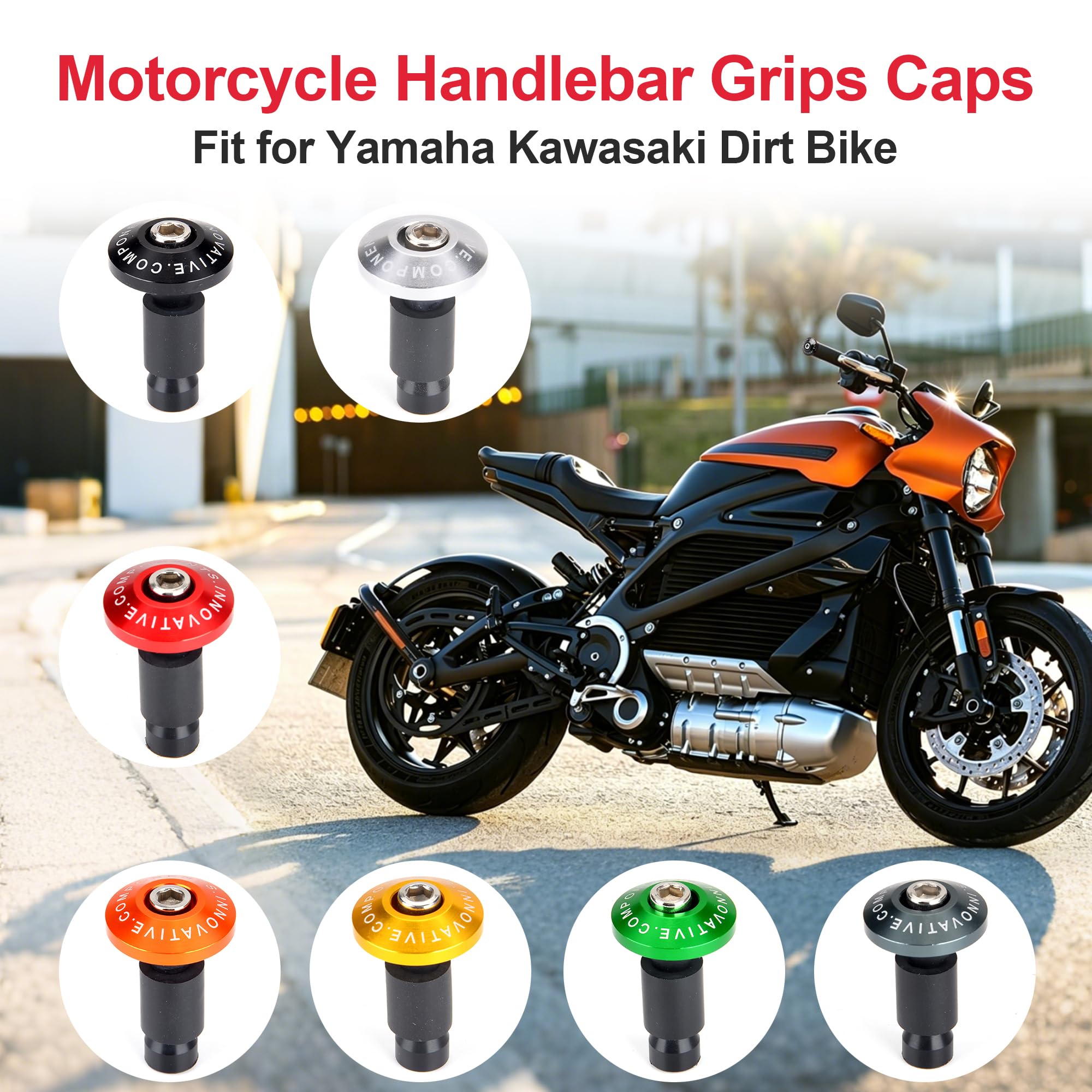 Goldfie - Tapón para manillar de motocicleta de 7/8 pulgadas, antivibración, silencioso, para Yamaha Kawasaki Honda KTM