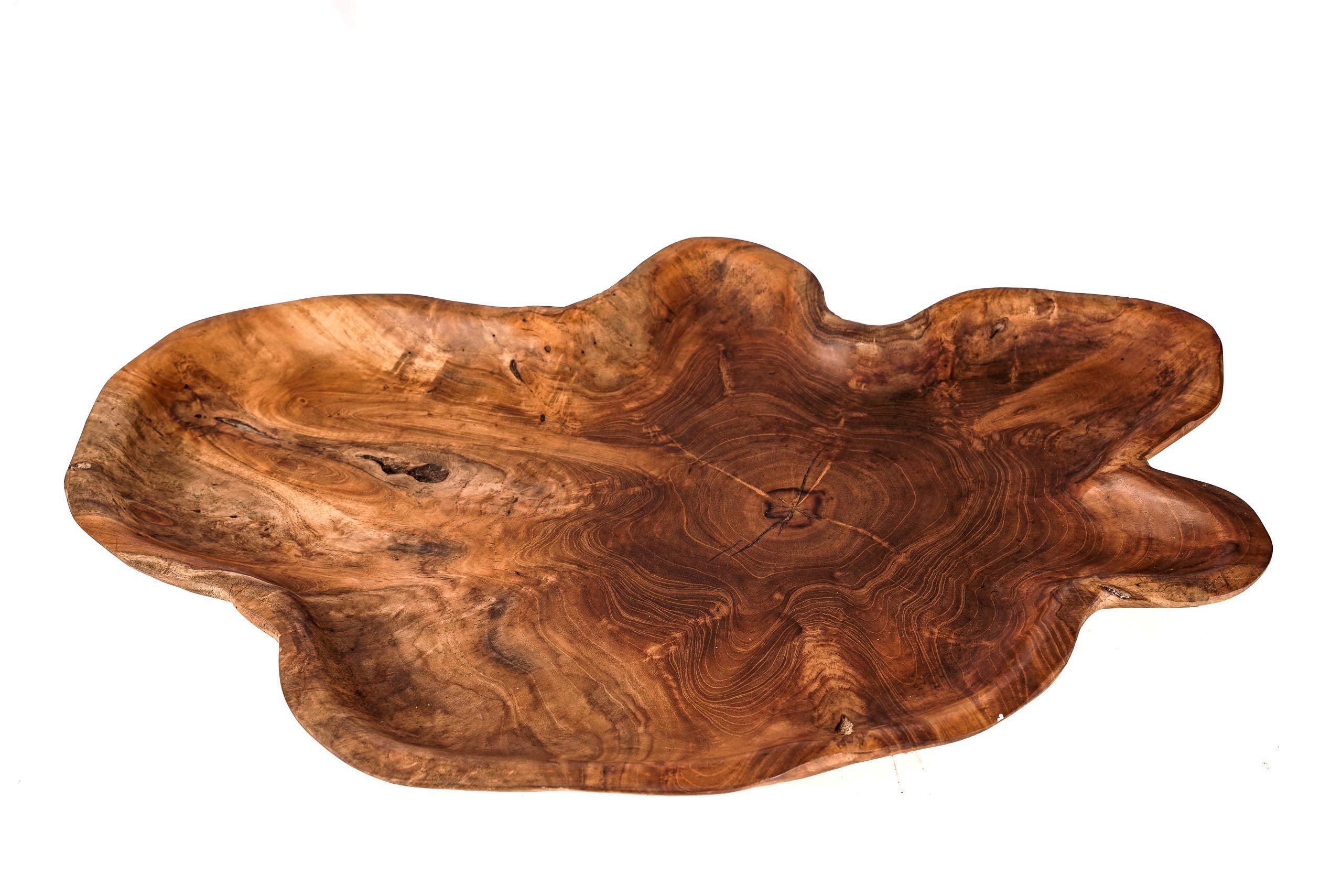Windalf Große Servierplatte 56 cm Buffet Teakwurzel Holz