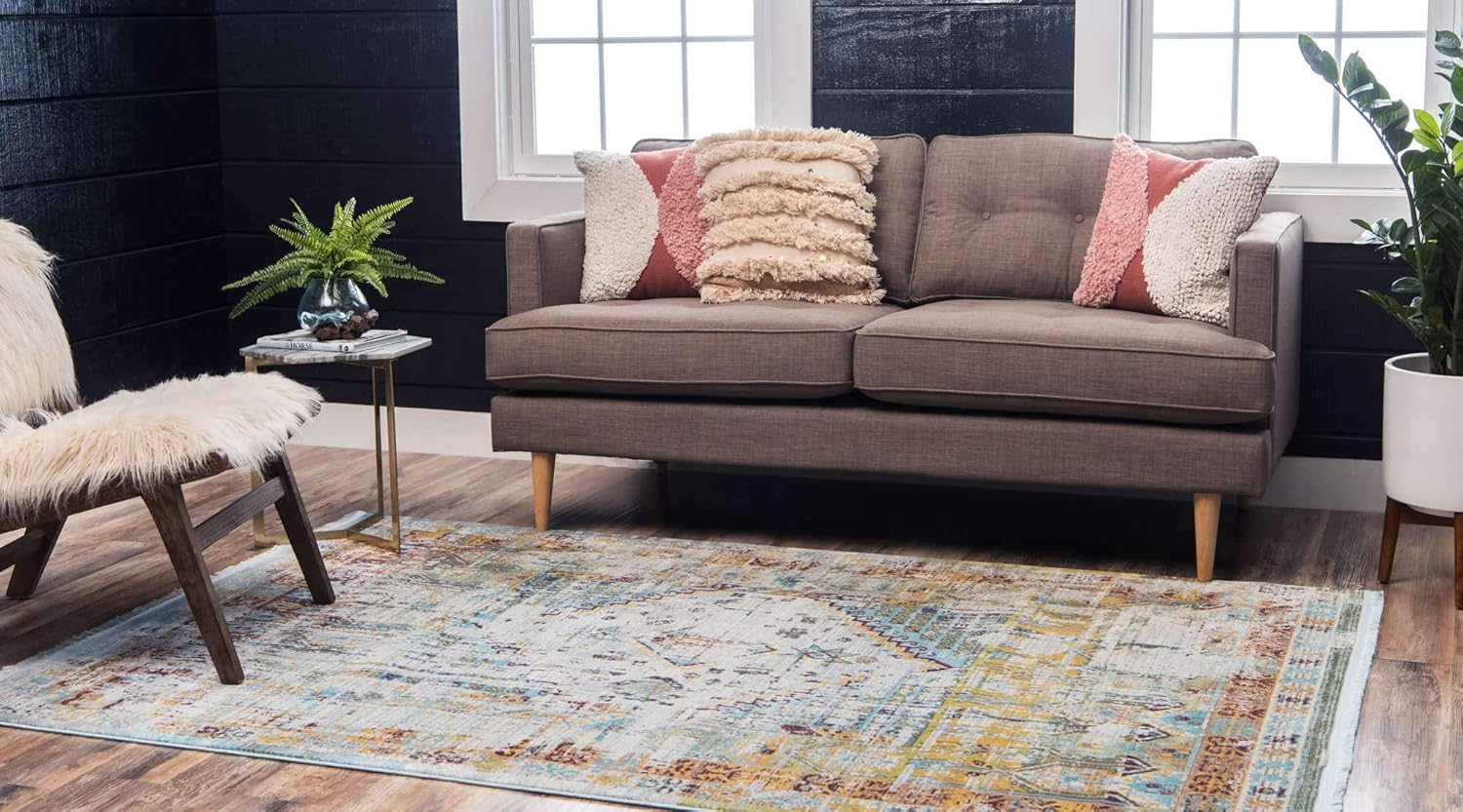 Unique Loom Baracoa Collection Area Rug - Cayo Hueso (2' 2" x 3' 1" Rectangle, Light Blue/ Beige)