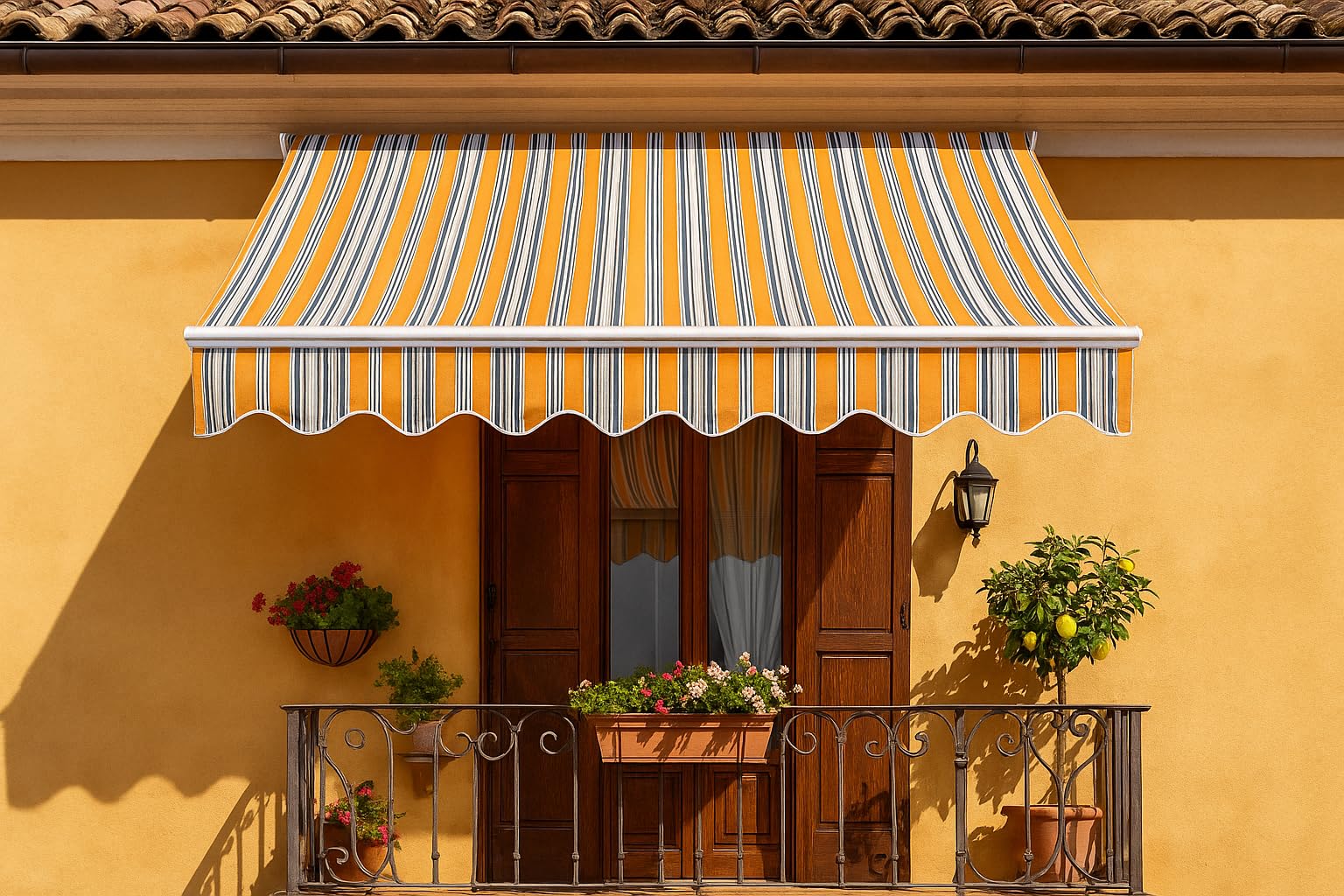 Linea Garden Friend T1372011/B - Tenda da Sole Barra Quadra, Riga Gialla, 250 x 200 cm