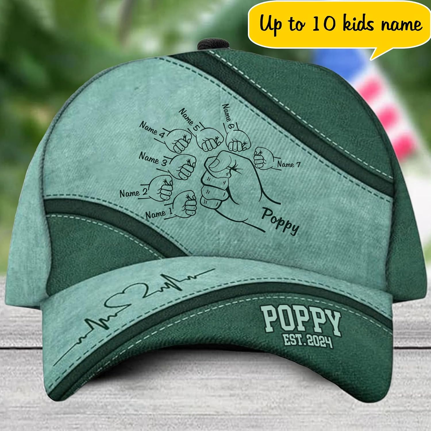 Personalized Dad Cap, Outline Fist Bump Daddy Cap, 3D Baseball Cap Men, Fathers Day Cap Gift for Dad, Daddy, Grandpa - Image 5
