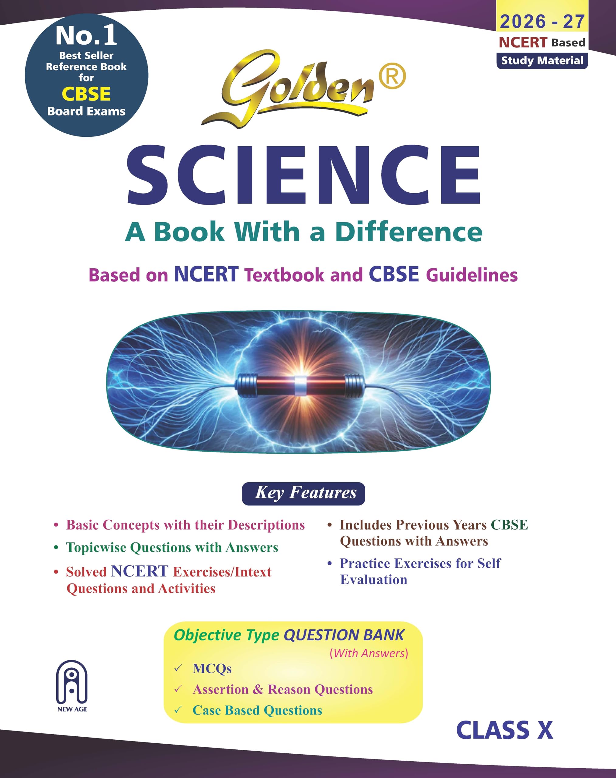 Golden Science Study Material Based on NCERT for Class-10 | For CBSE 2026 Board Exams | Solved NCERT Exercises | Objective Type Question | Previous CBSE Board Paper Solved | Assertion & Case Based