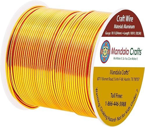 Vista 882 de Mandala Crafts Alambre de aluminio anodizado de calibre 8 para hacer joyas, alambre neutro flexible de color de 128 pies, flexible y flexible