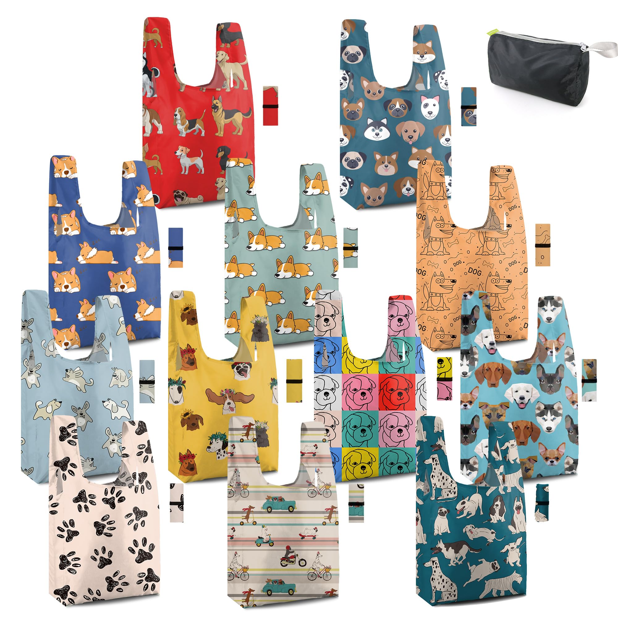 5Pcs Cute Reusable Grocery Bags In Pouch - Animal Bag - Foto 3