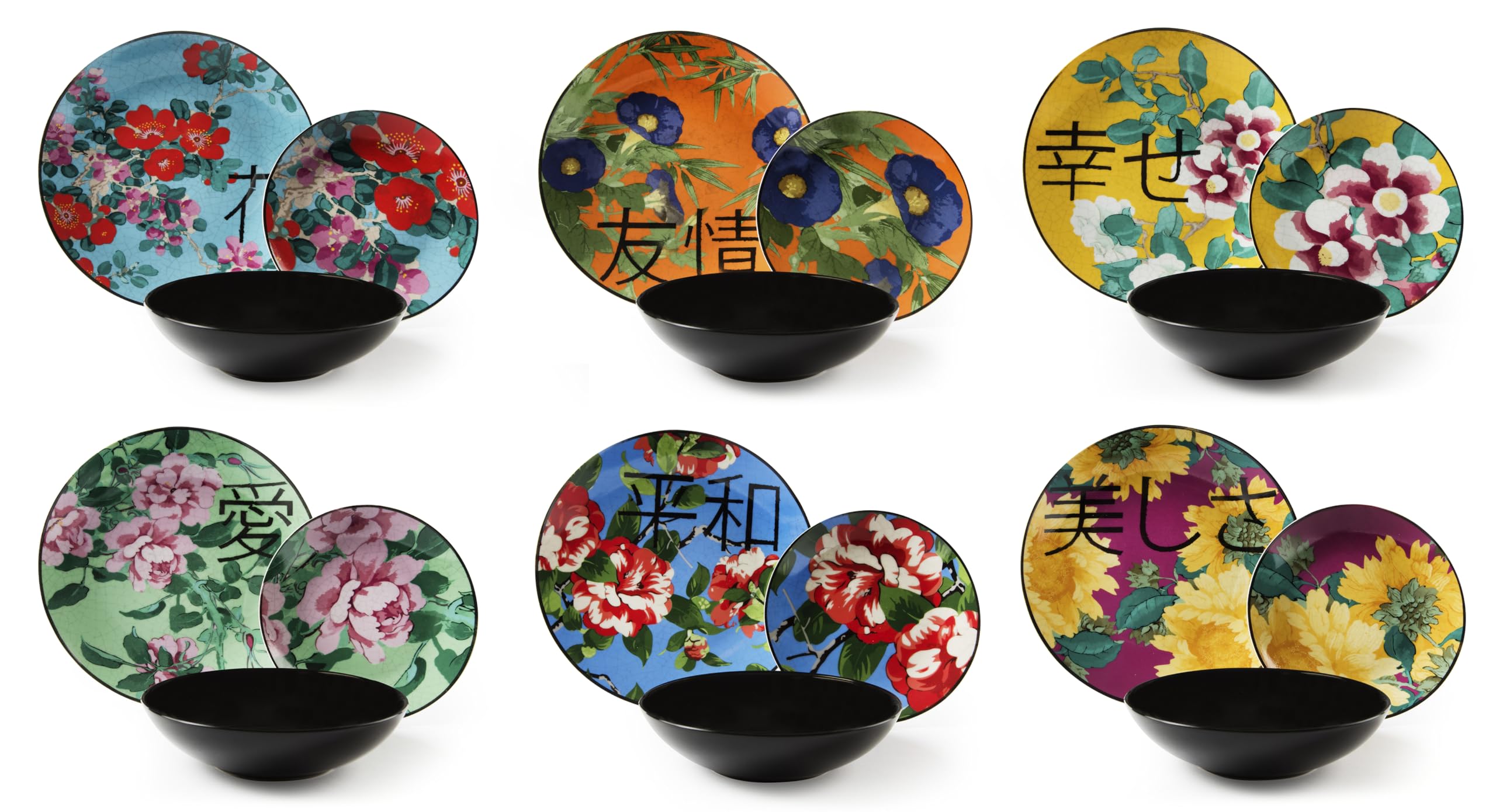 Excelsa Furisode Service de vaisselle, oriental, porcelaine/stoneware, 18 pièces