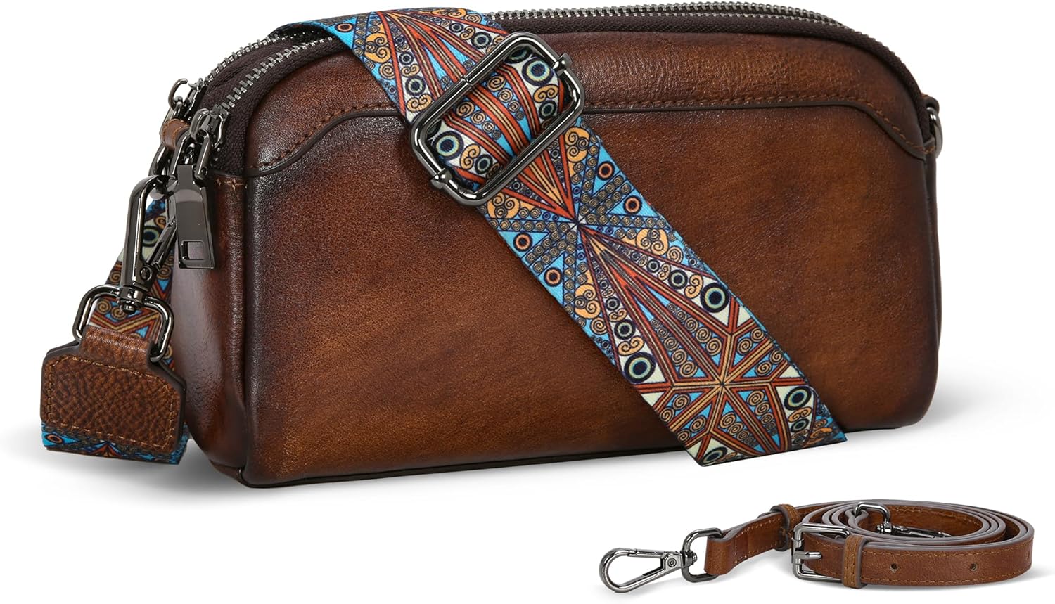 Iswee Leather Purses for Women Small Cossbody Bags Multi Pockets Shoulder Purse Vintage Satchel Bag Daily Travel Purses