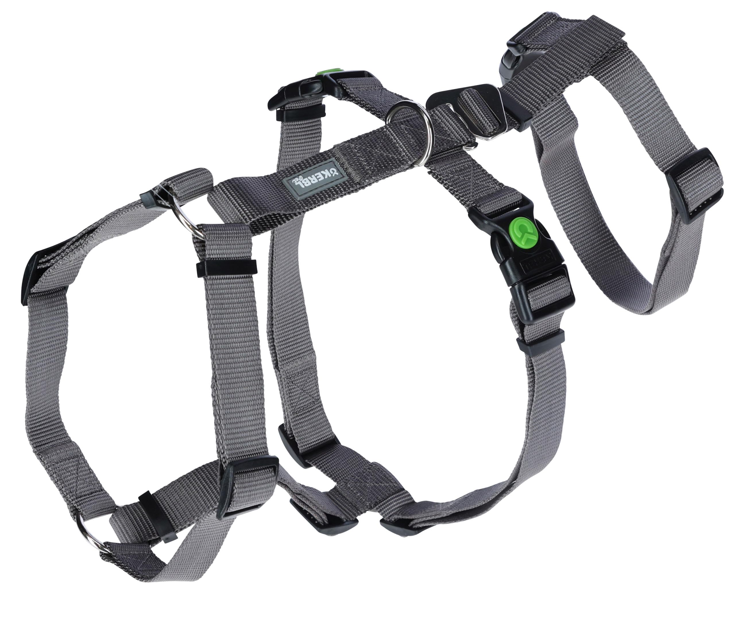 Kerbl Pet Arnés antipánico para Mascotas Kerbl, Color Gris, Circunferencia del Cuello: 48-64 cm, Ancho de la Correa: 25 mm, para Perros ansiosos, Robusto y Ajustable.