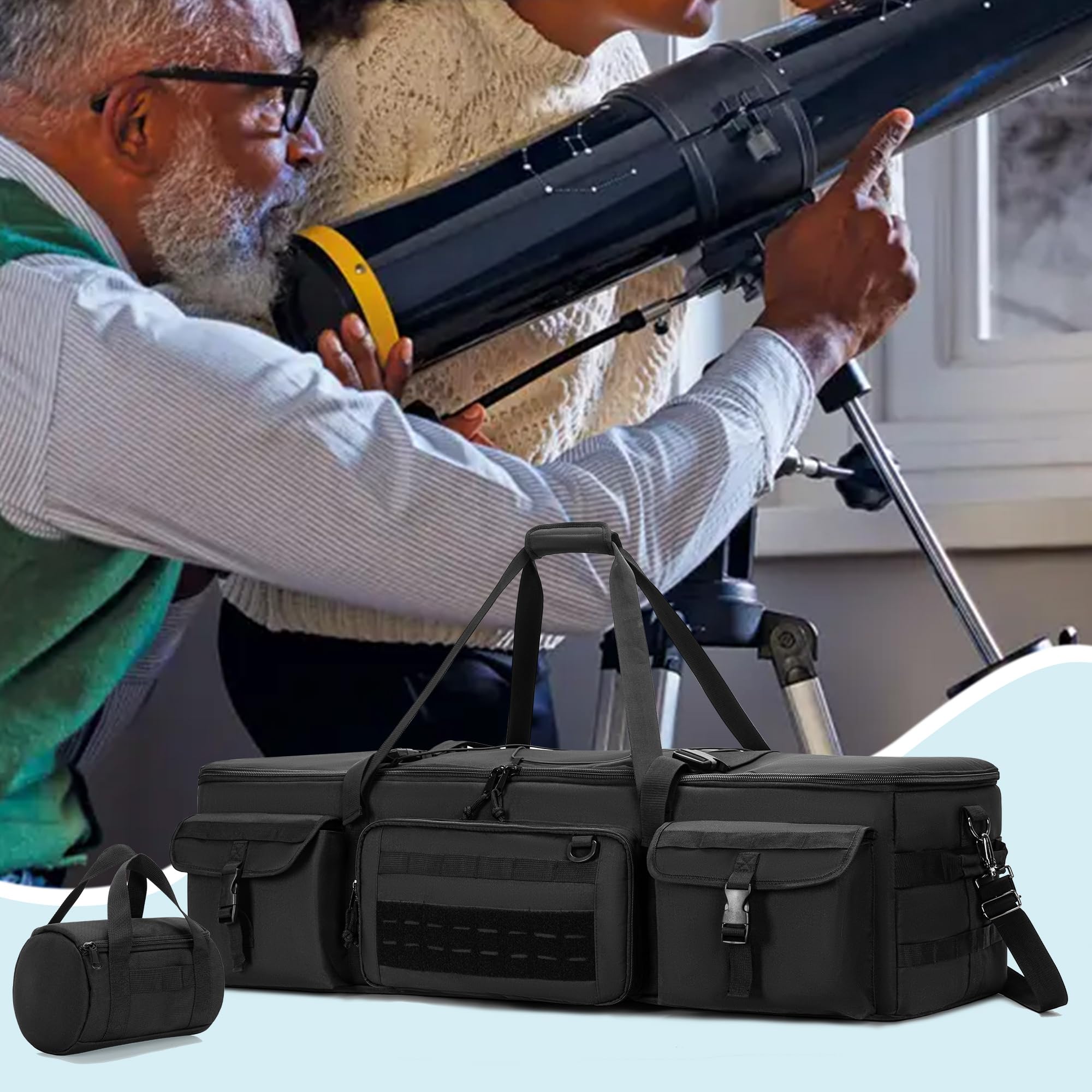 HODRANT Estuche para telescopio Compatible con telescopio Celestron, Bolsa de Almacenamiento para telescopio de 40 Pulgadas con Hebillas fijas para Tubo óptico y trípode, Bolsa pequeña adjunta