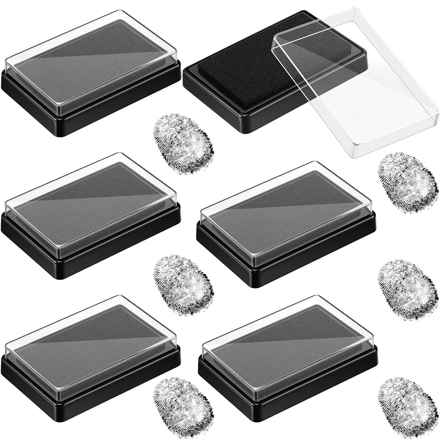 6 Pieces Fingerprint Pad Thumbprint Stamp Ink Pad Black Rectangular Ink Pad
