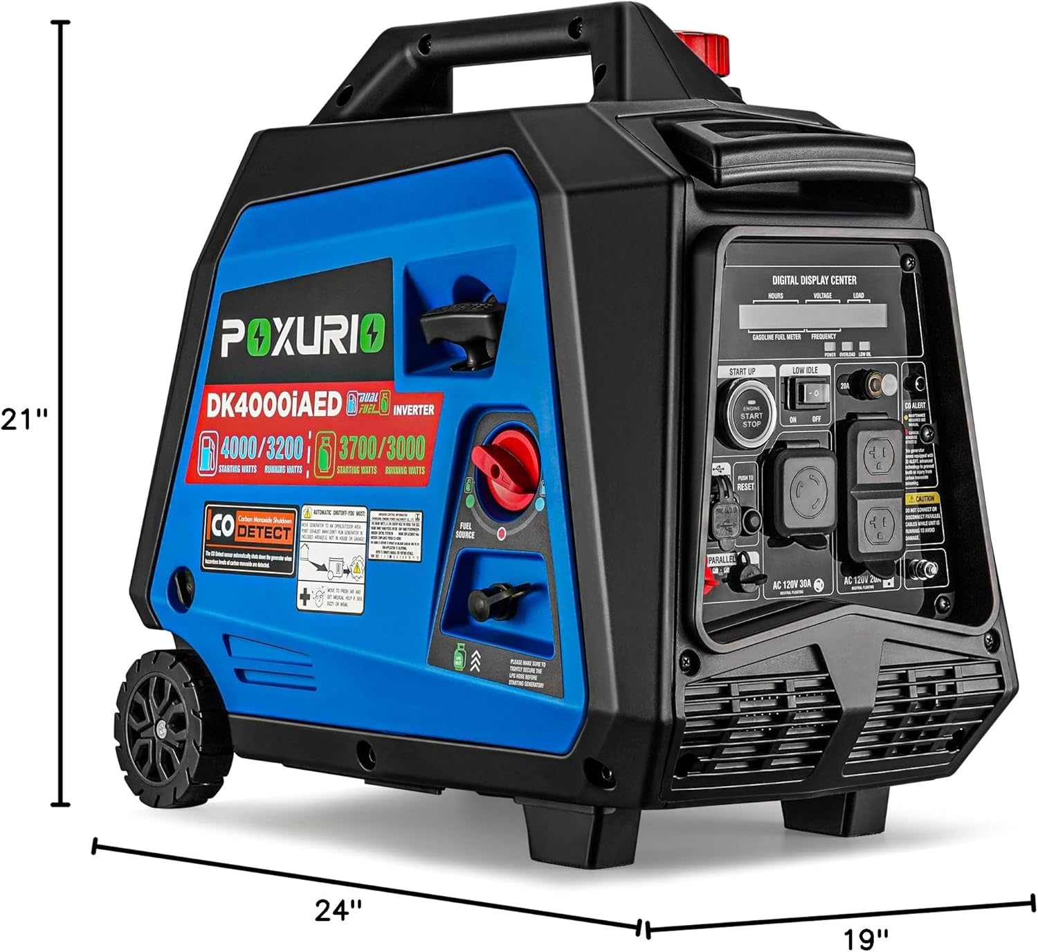 Dimensions of the POXURIO DK4000iAED generator