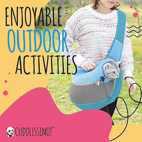 Vista 39 de Transportador de eslingas para mascotas, perro pequeño, gato, bolso portamascotas, seguro, reversible, cómodo, lavable a máquina, bolsa ajustable