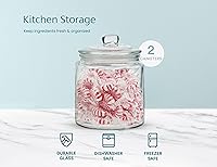 Vista 5 de KooK Tarros de almacenamiento de vidrio con tapas, 29 onzas (juego de 2), recipientes de cocina para azúcar, galletas, bolas de algodón, recipientes