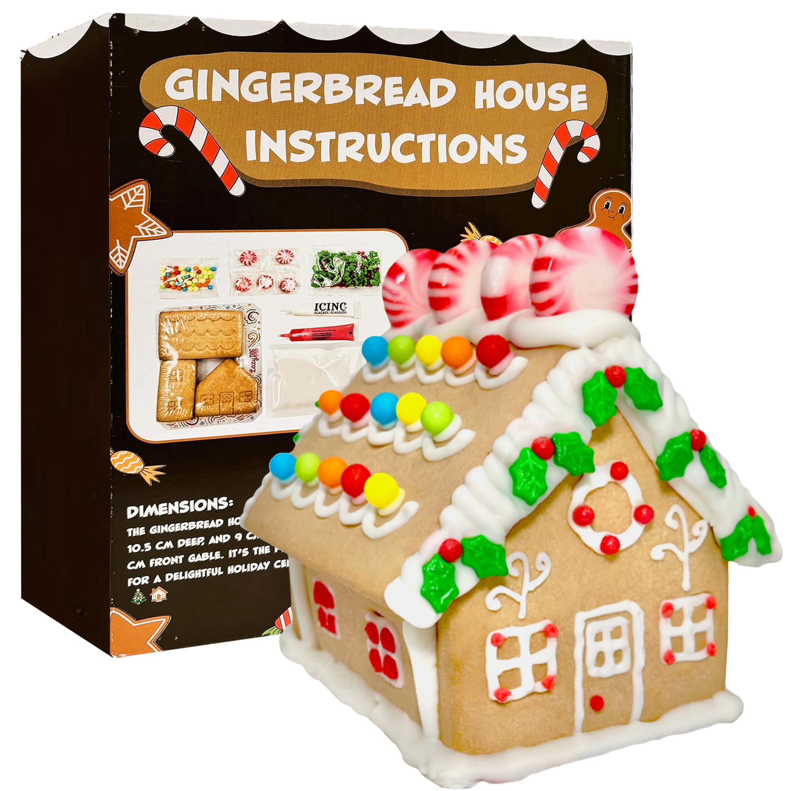 Gingerbread Cookie House Kit - 1.1 Lbs - Easy to Decorate - Includes Everything Needed to Assemble and Decorate Christmas Holiday Cookie House Type 2