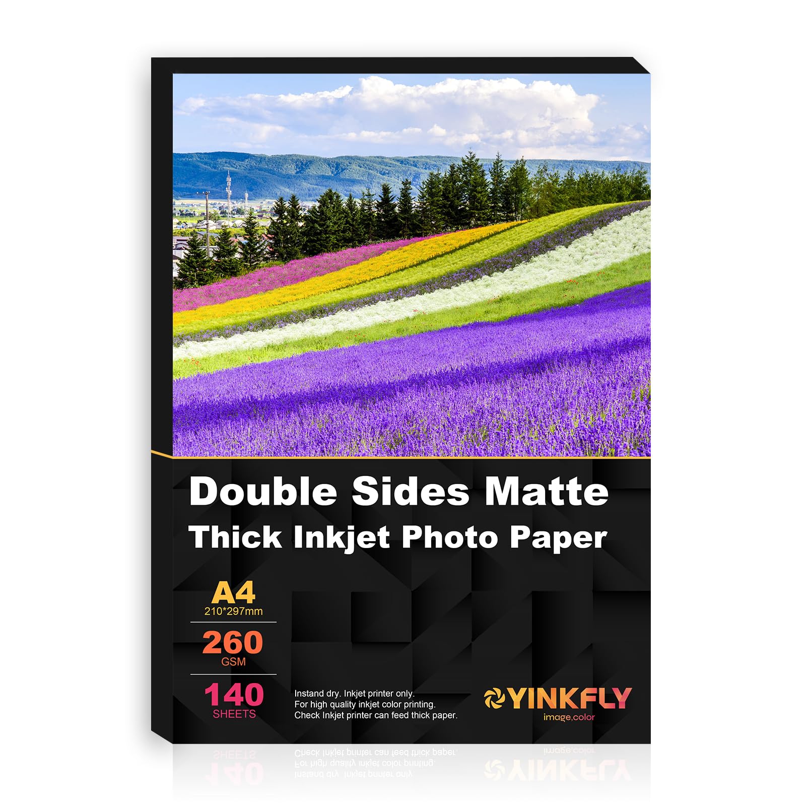 Yinkfly 260gsm Double Sided Matte Photo Paper, A4 / a3+ Thick Cardstock for Inkjet Printers, Premium Matte Finish for Professional Printing (A4 x 140 Sheets)