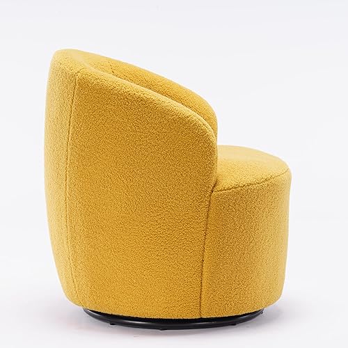 Miniatura 4 de Swviel - Silla de barril para sala de estar, silla de acento de ocio de tela de peluche amarilla