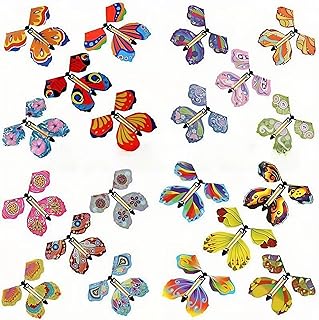 JEGGE Multiple Pieces Magic Wind Up Flying Butterfly, Rubber Band Powered Magic Fairy Flying Toy, Bookmark Greeting Card Surprise Gift Party Favor, No Gift Box Include(Random Color,30Pcs)