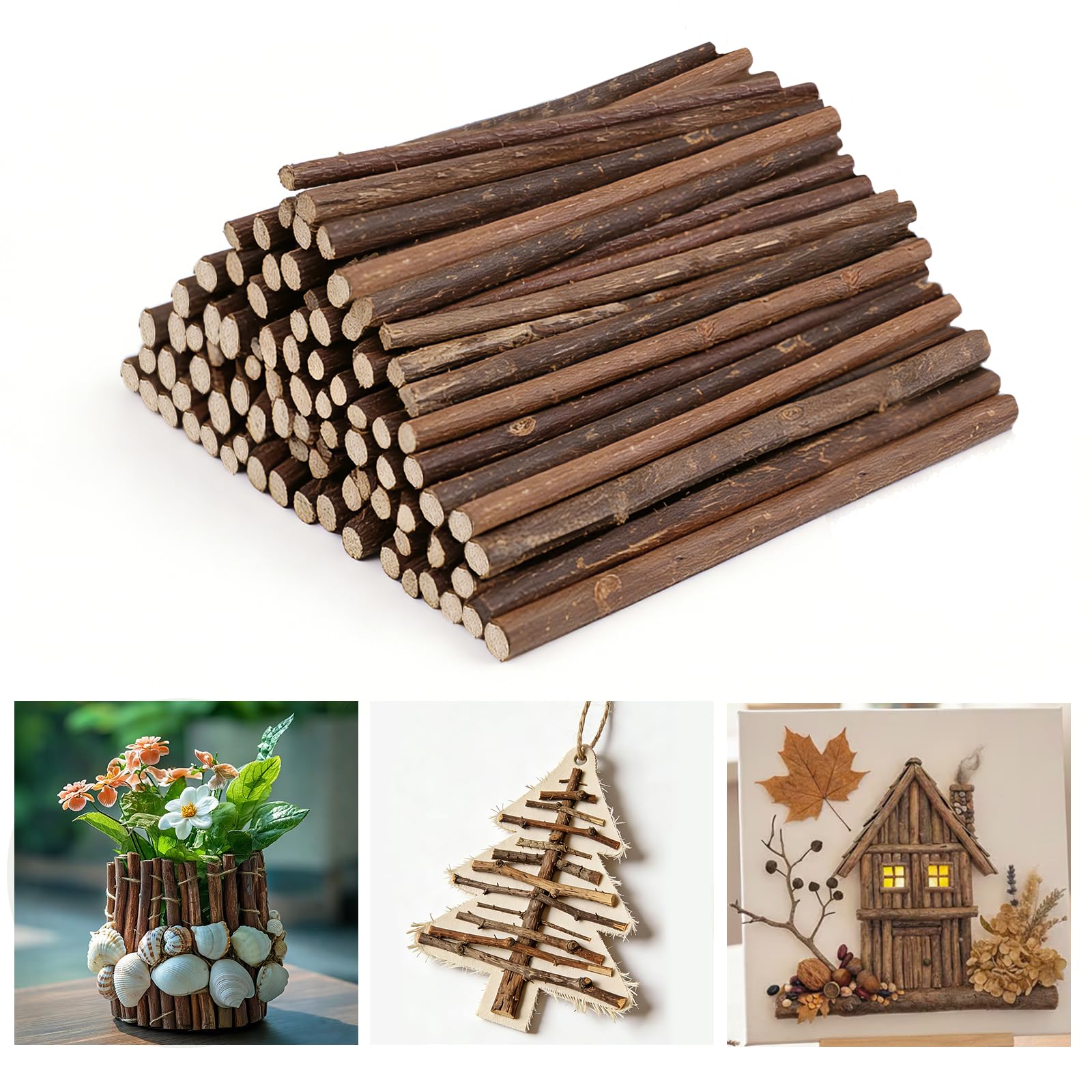 Morofme Wood Log Sticks for Crafts 4.5in Wooden Sticks Twigs Natural Wood Log Stick Natural Twigs Birch Wooden Craft Stick 100Pcs for DIY Crafts School Projects Festival Rustic Decor-image-23