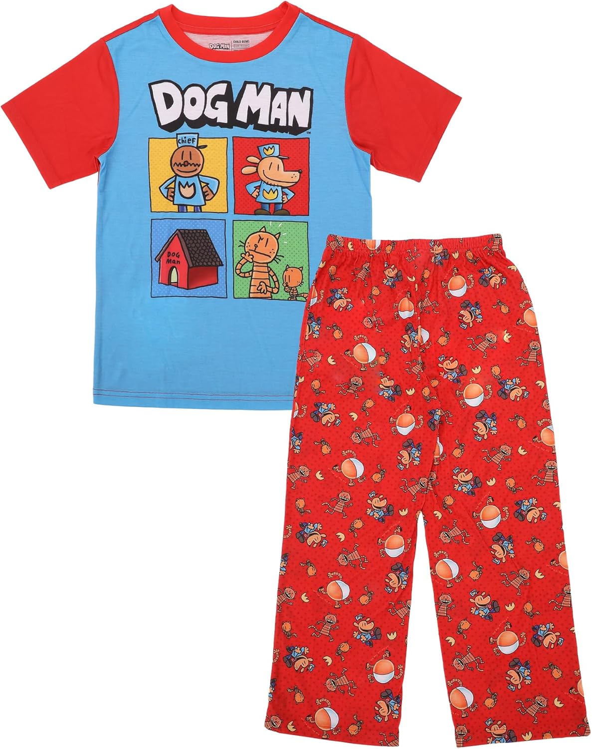 Bioworld Dog Man Character Grid Boy's 2-Pack Pajama Set - Image 4