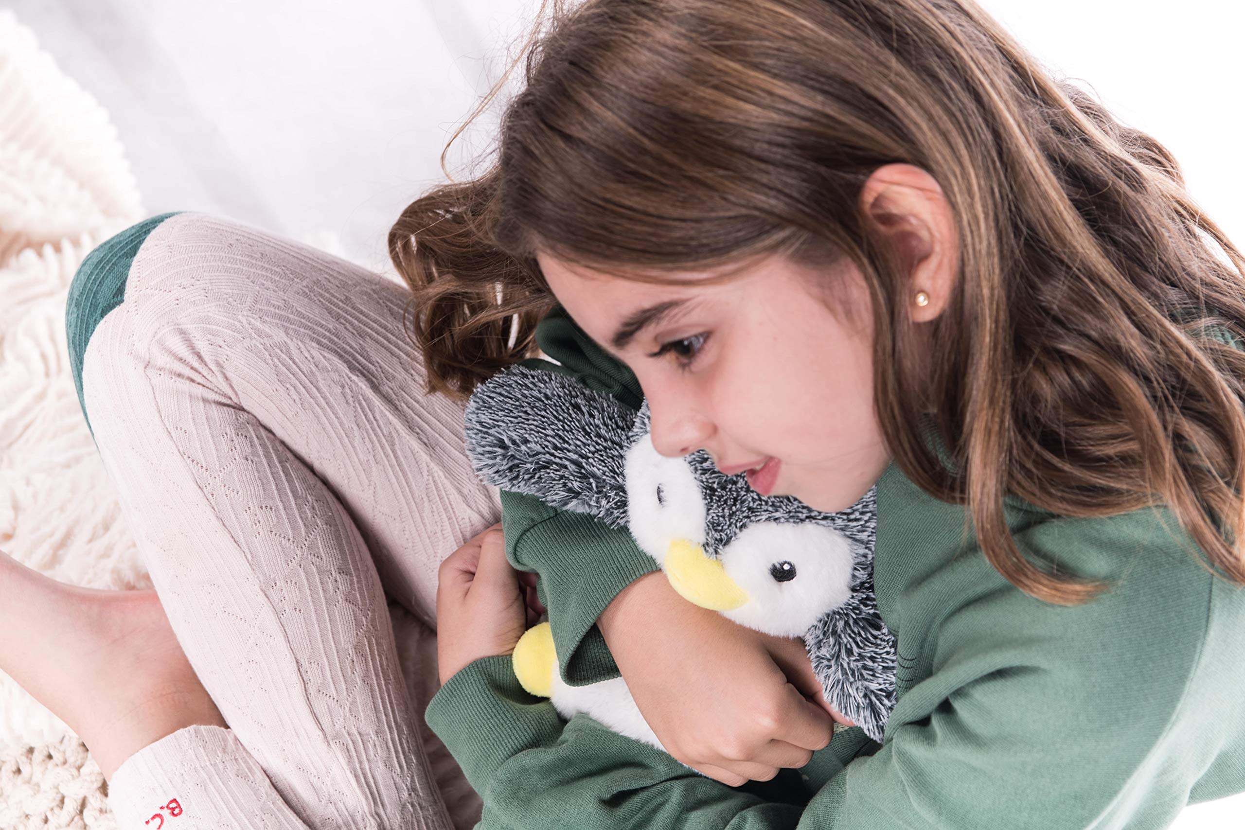 Bouillotte Micro-Ondes en Peluche Pingouin (23 cm) | Doux et Chaud, Doudou Éléphant à Câliner avec Sachet de Graines Amovible pour un Moment de Bien-Être