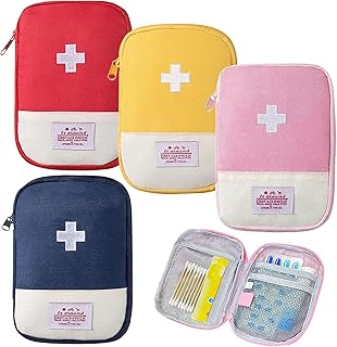 Medikamententasche, 4 Stück Medikamententasche Reise, Reiseapotheke Tasche, Mini Erste Hilfe Set, Tragbar Erste Hilfe Tasche Leer, Reise Apothekentasche für Familie Schule Outdoor-Reisen