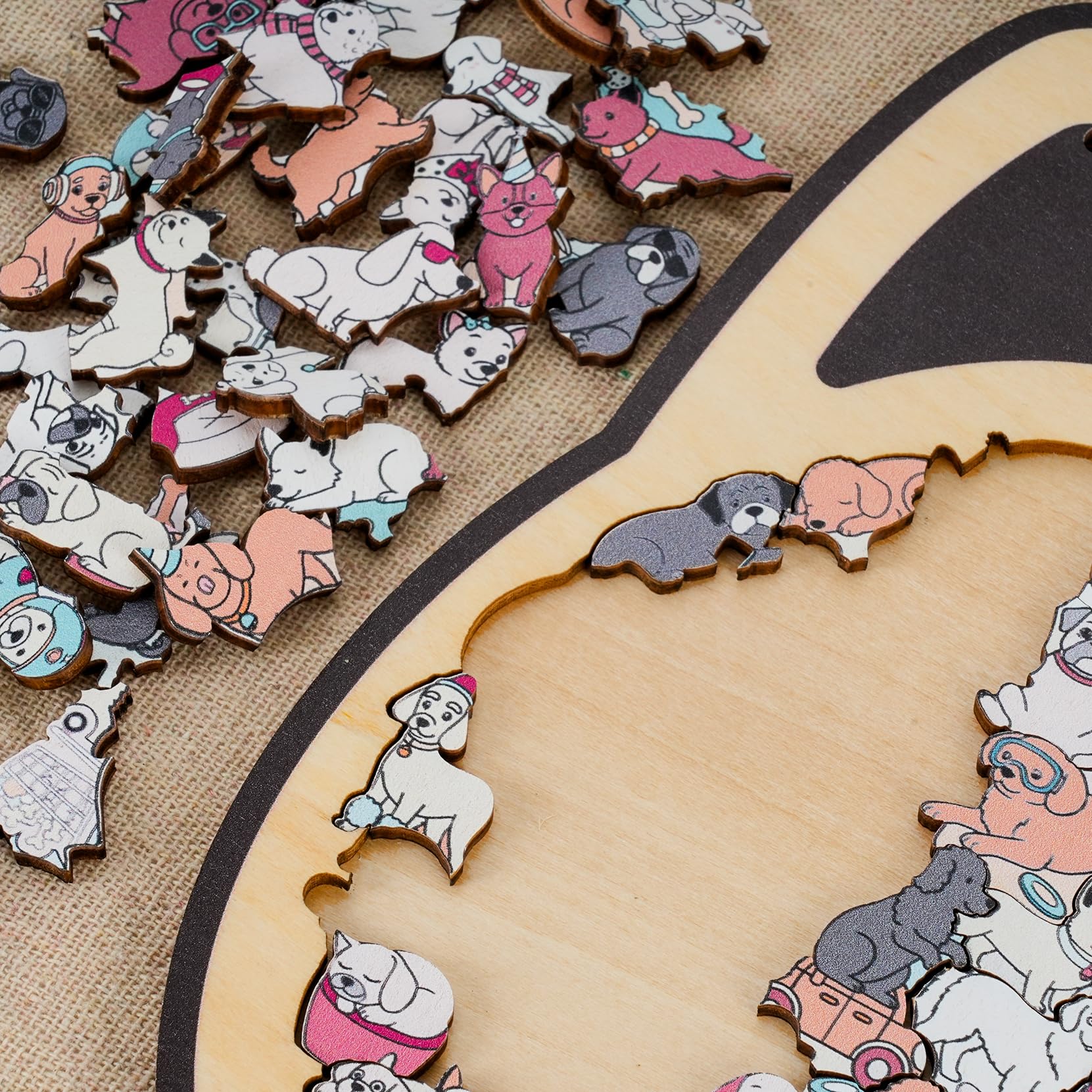 Amazon.com: 115-Piece Morandi-Colored Dog Shaped Wooden Jigsaw