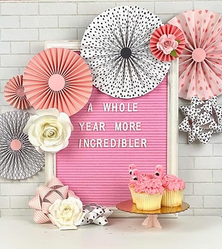 Miniatura 4 de Tablero de letras grande de fieltro rosa con marco vintage rústico de madera blanca y soporte de Felt Creative Home Goods de 12 x 16 pulgadas,