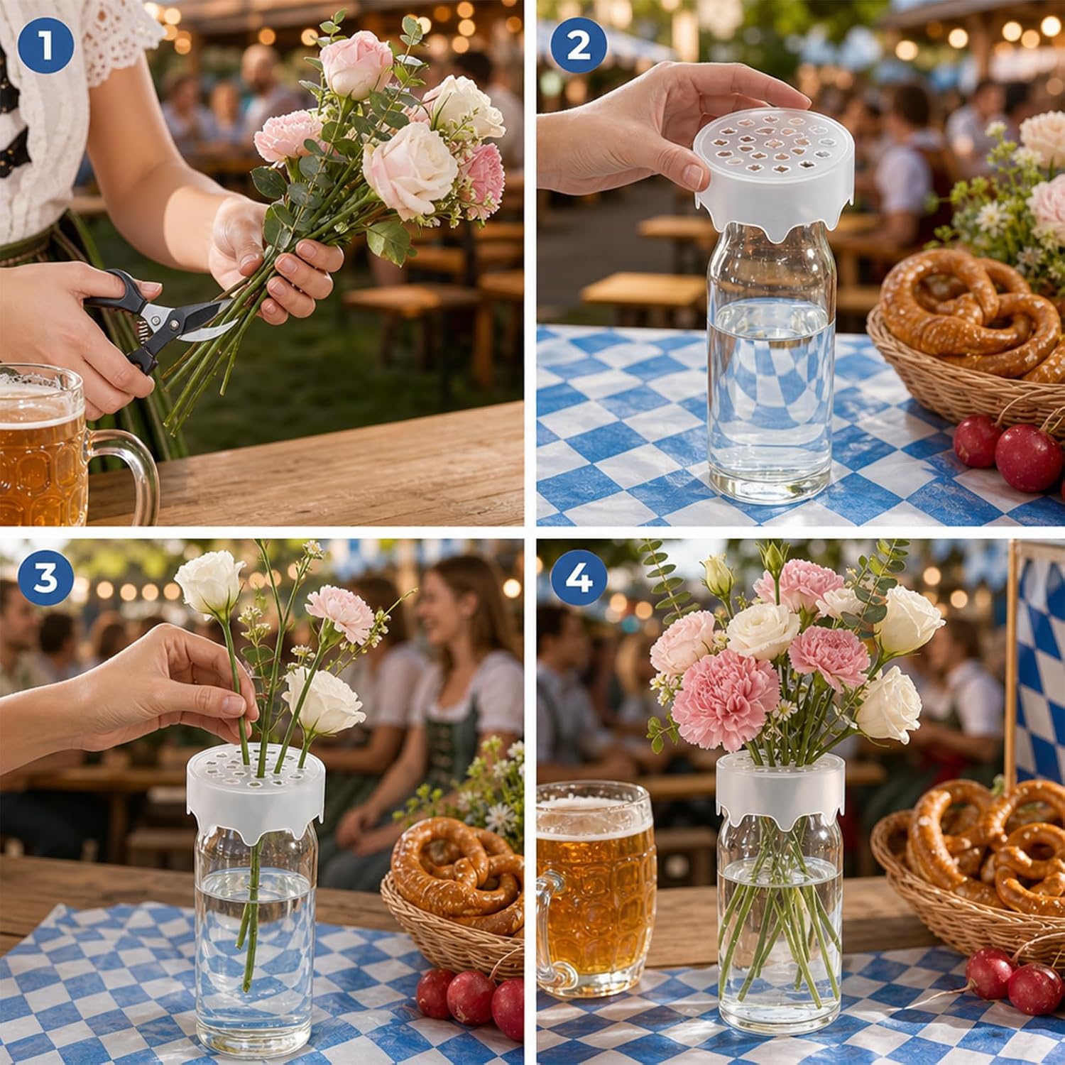 Silicone Flower Arranging Grid, Water Proof & Reusable Stretch Flower Arranging Grid, Clear Flexible Vase Buddy Reusable Silicone, Silicone Vase Grid for Outdoors and Indoors Easy Vase Arrangement