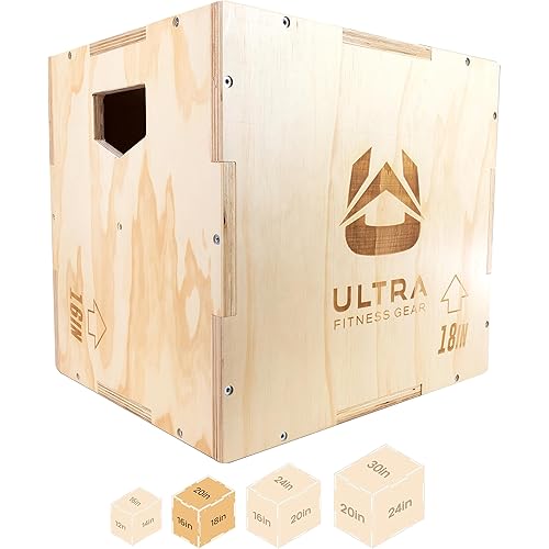 Ultra Fitness Gear Wooden Plyo Box, 31 Plyometric Jump Training Squat, Step Up, Jumps & More Workout Size S, M, L, XL