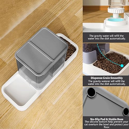 Miniatura 4 de Comedero automático para mascotas pequeñas y dispensador de agua, 2 en 1 por gravedad para gatos, gatos pequeños, medianos y pequeños, juego de