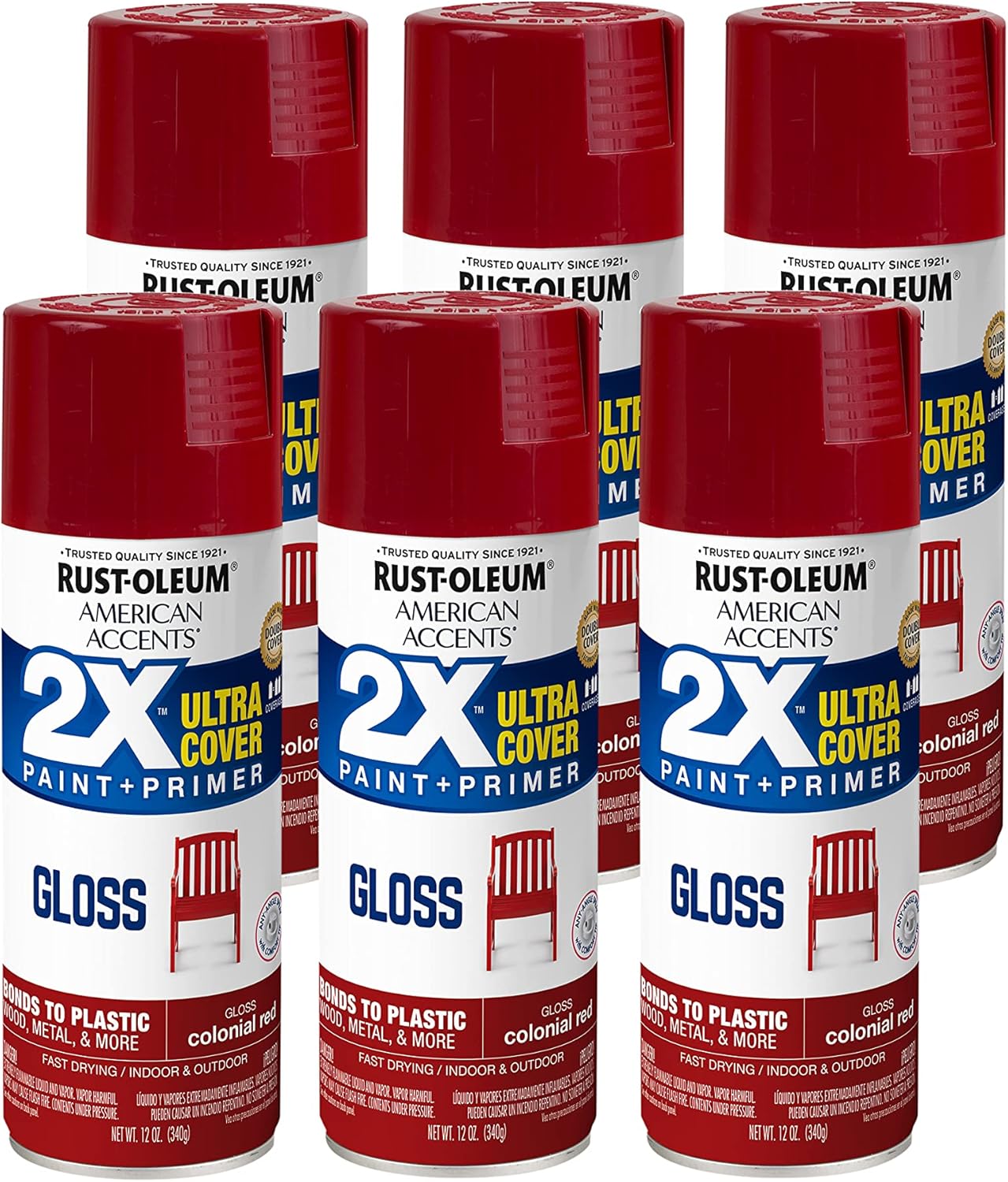 RustOleum 3278776 PK American Accents Spray Paint, Gloss Colonial Red