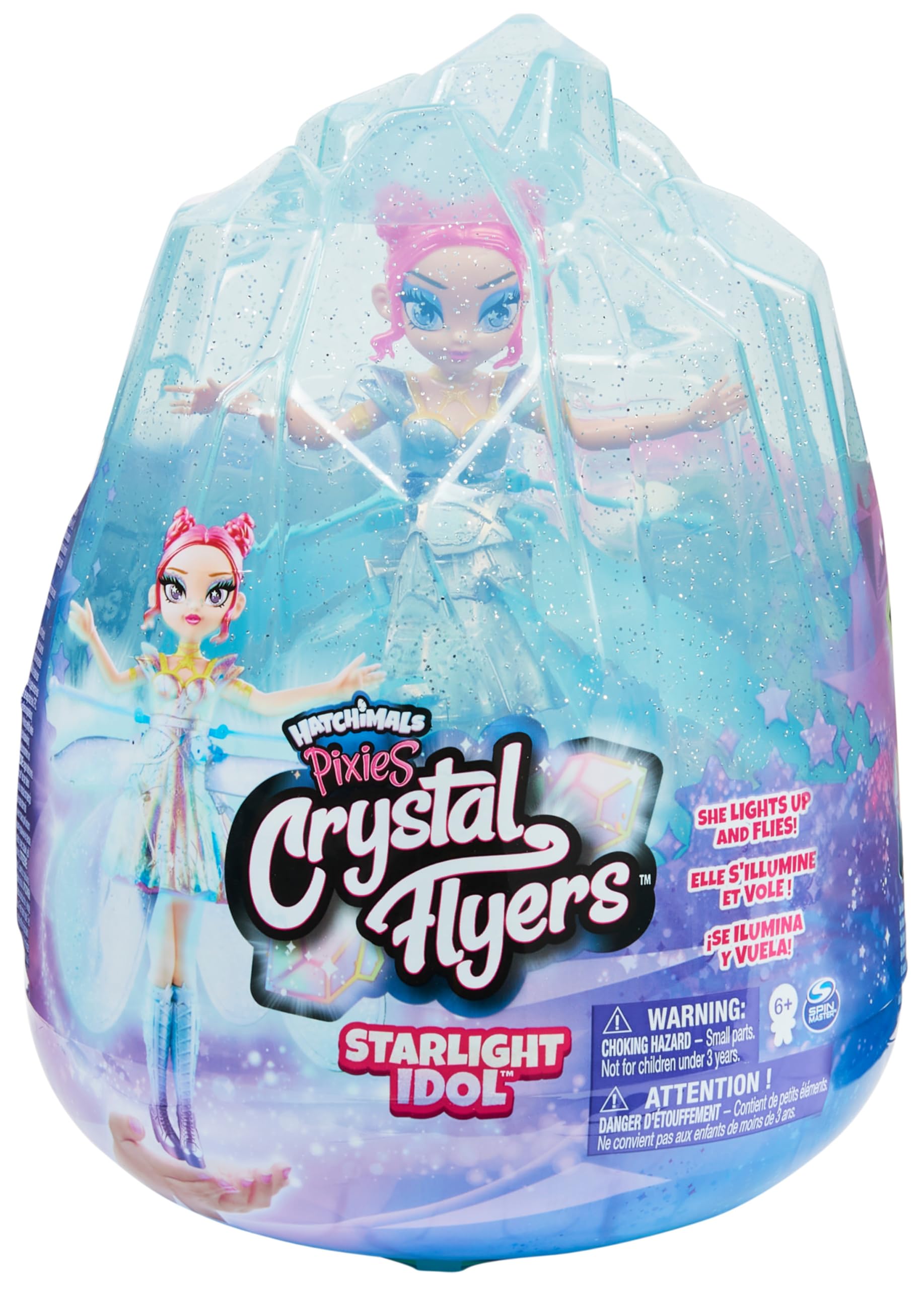 HATCHIMALS HATCHMALS Pixies | Crystal Flyers Fatina Volante Pop Star | Fatina Volante con Decorazione Brillanti Gioco per Bambine dai 6 Anni in su