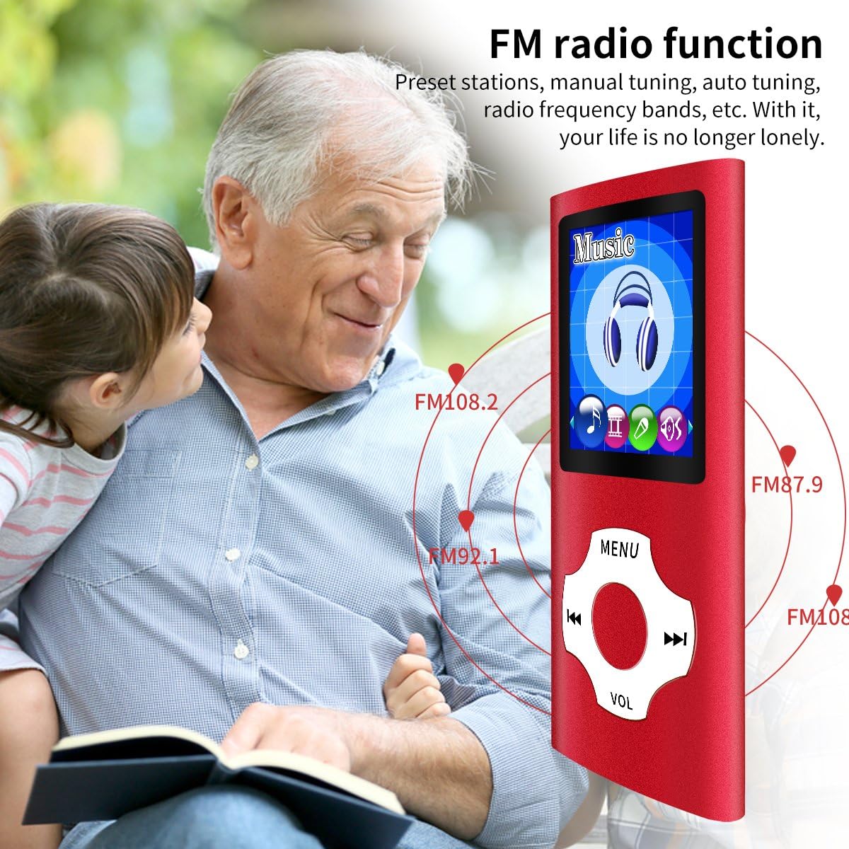 Digital, Compact and Portable MP3 / MP4 Player (Max Support 64 GB) with Photo Viewer, E-Book Reader and Voice Recorder and FM Radio Video Movie in Red - Image 2