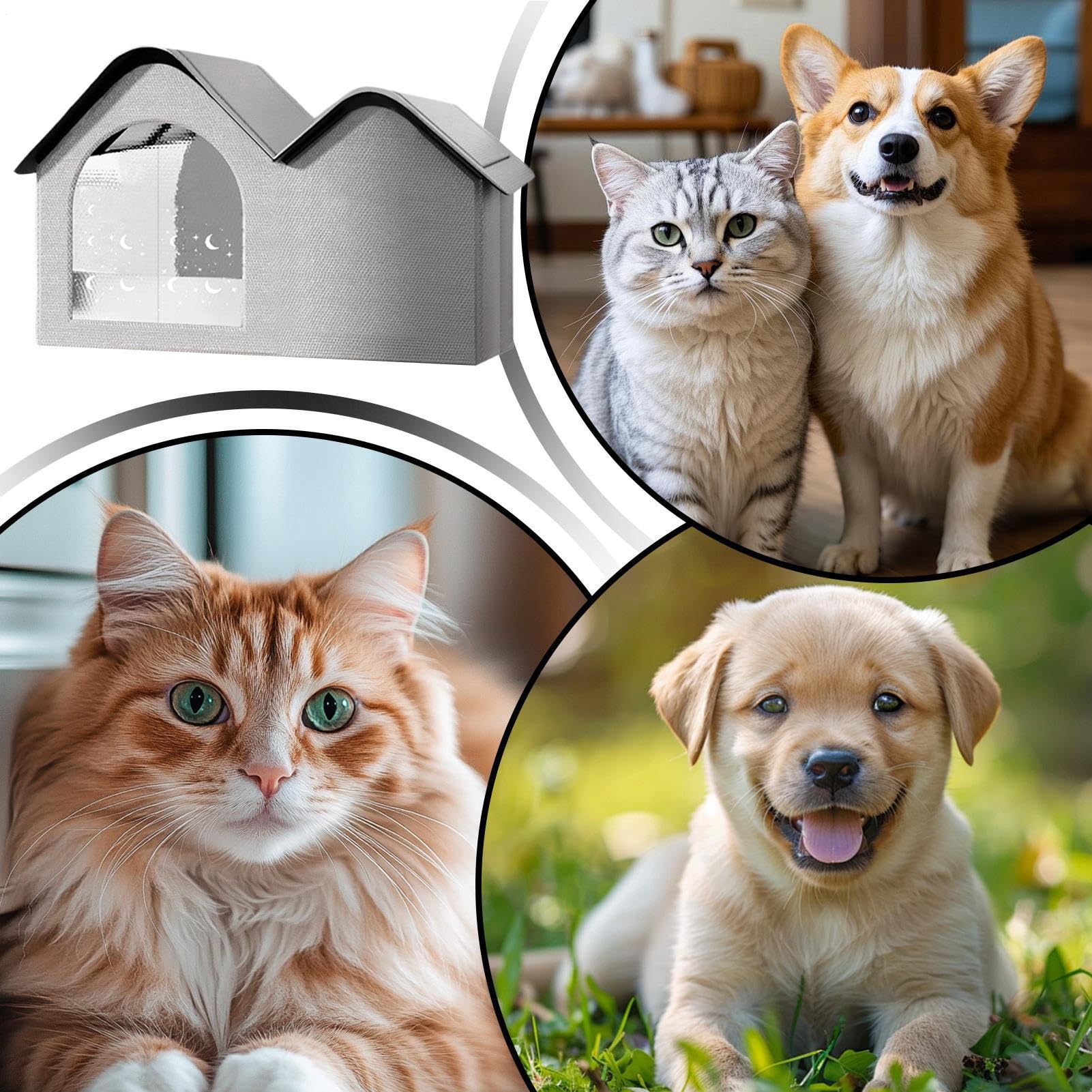 Casa rinfrescante per gatti - Rinfrescante Pieghevole per Gatti e Cani - Casetta Estiva Pieghevole per Cuccioli | per Uso Esterno Interno, Estate, Campeggio, Viaggio, Giardino