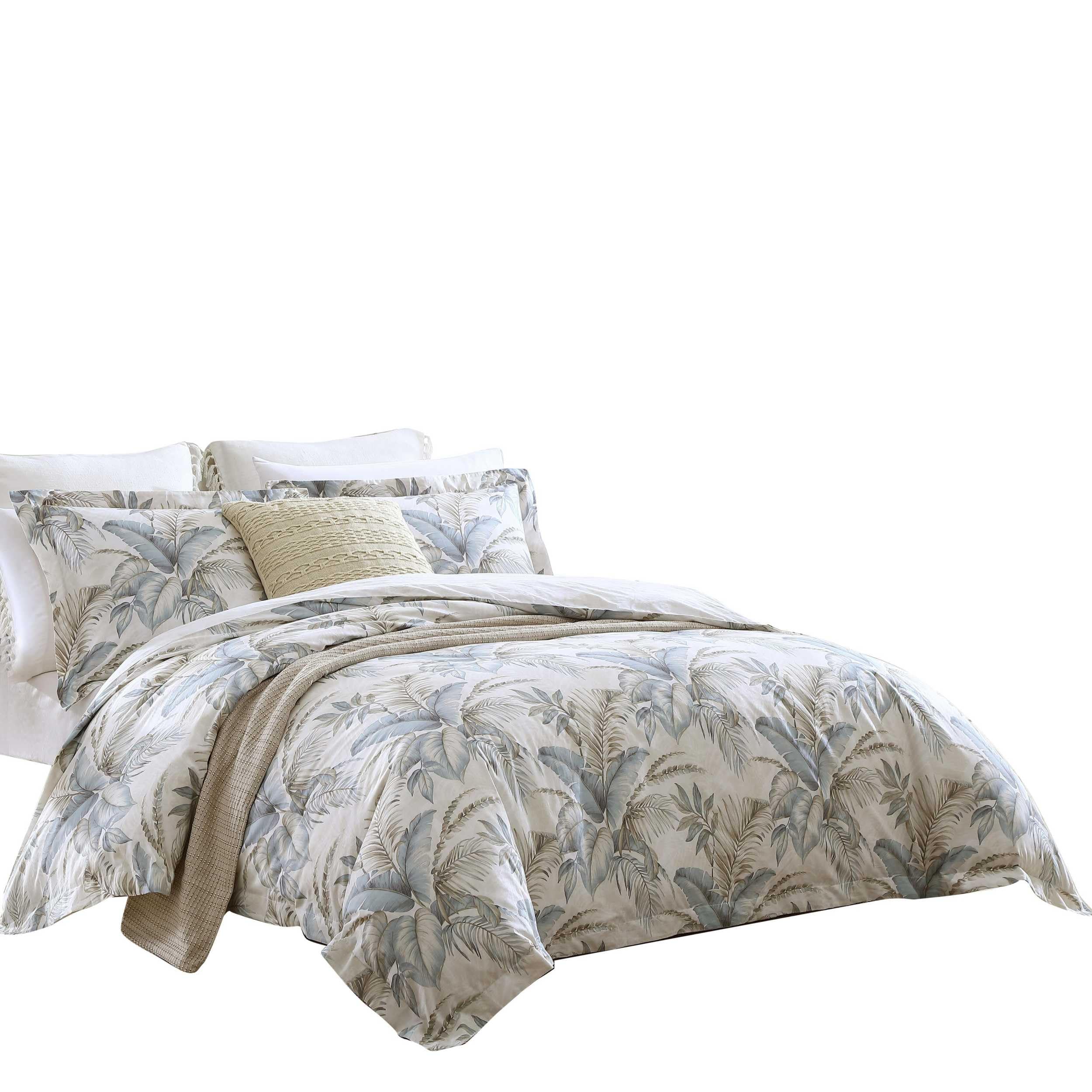 Tommy Bahama - Juego de Funda de edredón Queen, Ropa de Cama de algodón con Fundas a Juego y Cierre de botón, decoración del hogar para Todas Las Estaciones (Azul Azulado, Queen)