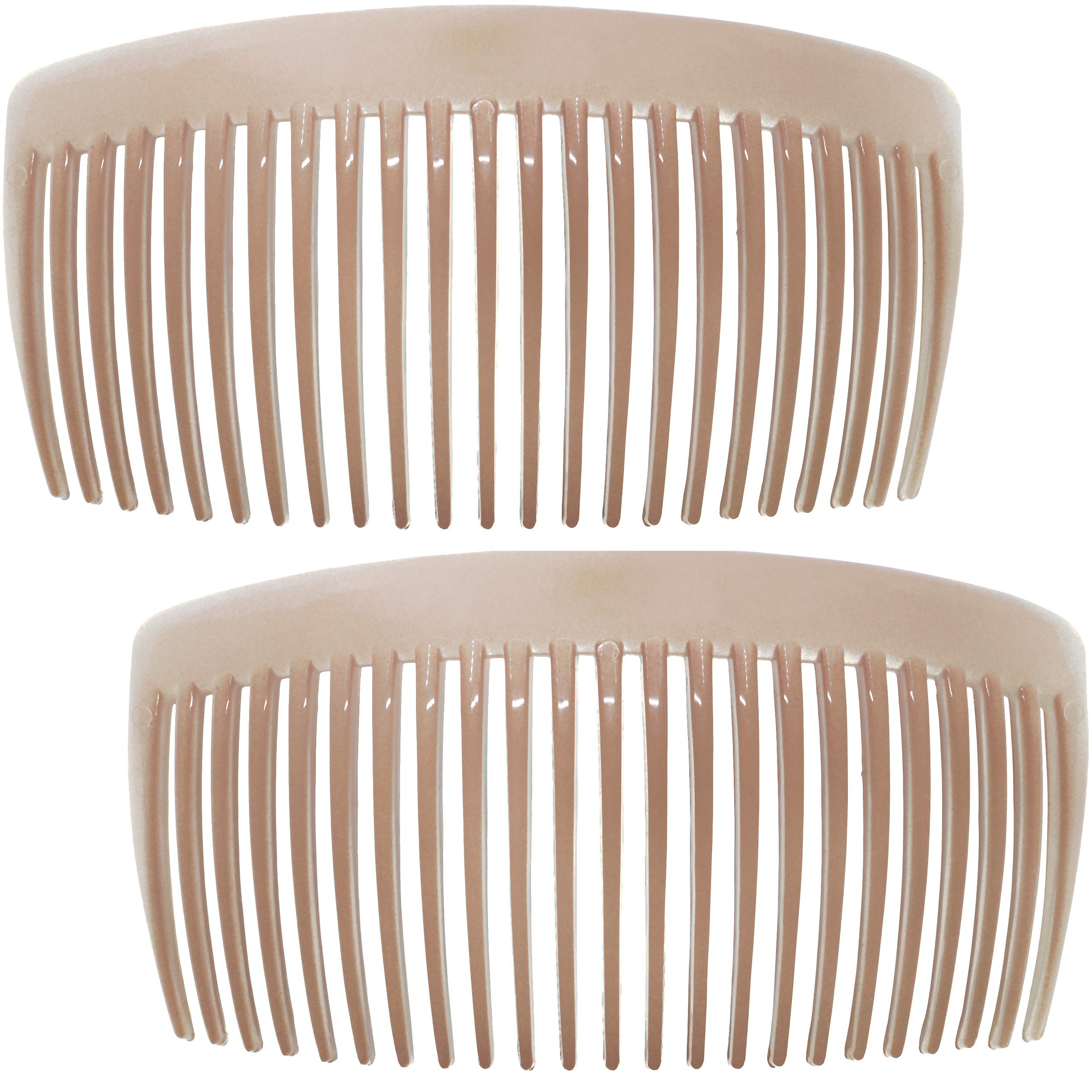 Camila Paris CP2912 French Side Combs Large Curved, Nude French Twist Hair Combs Decorative, Strong Hold Hair Clips for Women Bun Chignon Up-Do, No