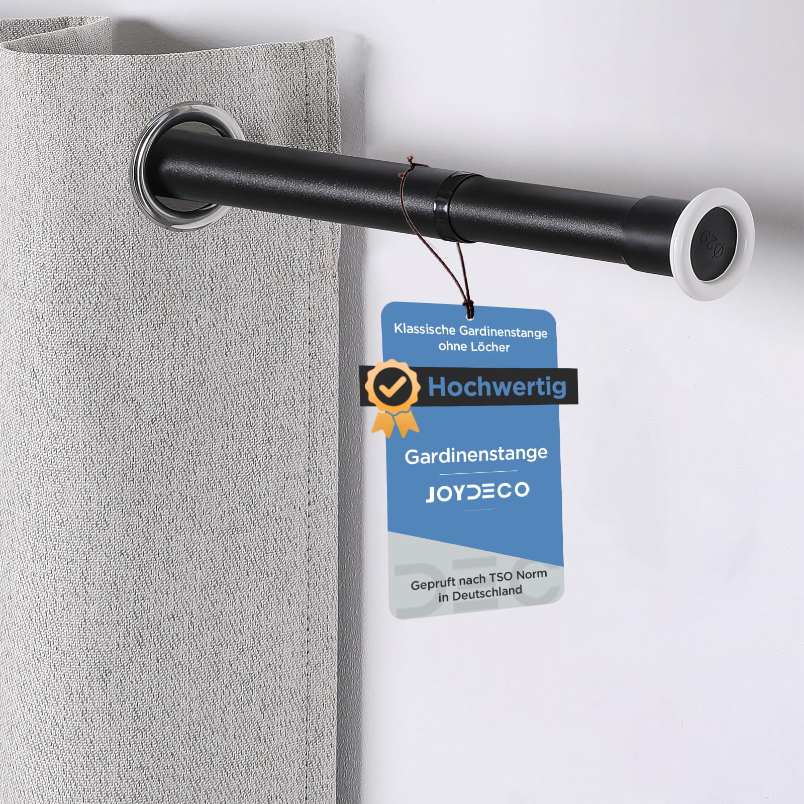 Joydeco Asta telescopica estensibile da 310 – 360 cm, colore nero opaco, asta per tende multifunzionale, senza fori, può essere fissata – Asta per tenda da doccia, asta estensibile – per le tue tende