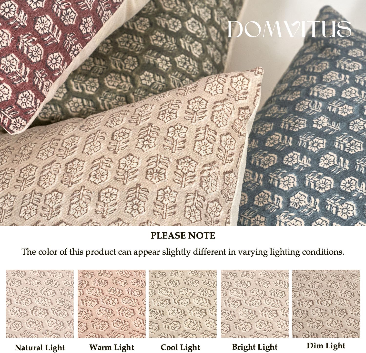 DOMVITUS Floral Pillow Covers, Pillow Covers 20x20, Couch Pillows for Living Room, Decorative Farmhouse Accent Print Throw Pillow Covers, 1PC, Cloud Cream - Image 7