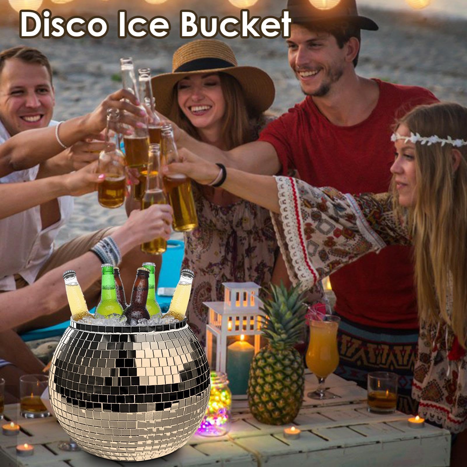 Discokugel-Eiskübel 3 l reflektierend Getränkekühler für Party