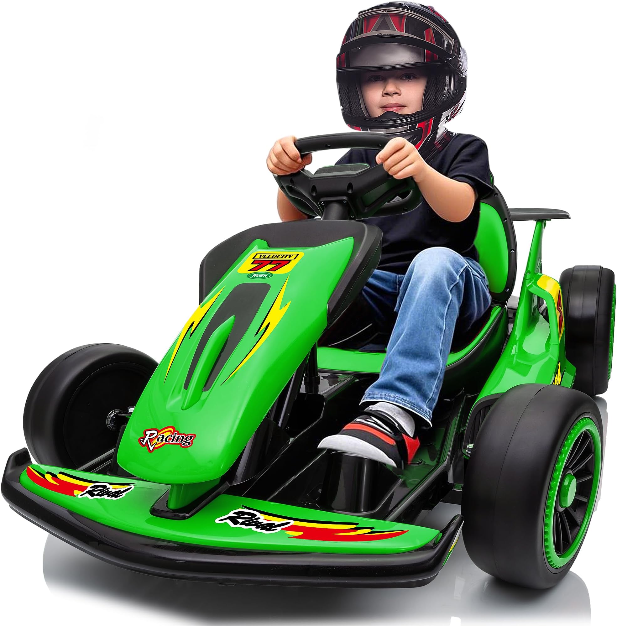 24V Big Kids Electric Go Kart, 400W Fast Drift Kart with 4 Speed Mode, Up to 8.1 MPH, EVA Tires, 5-Point Safety Belt, Music, High/Low Speed, Go Karts for Kids Ages 6-12 Boys Girls