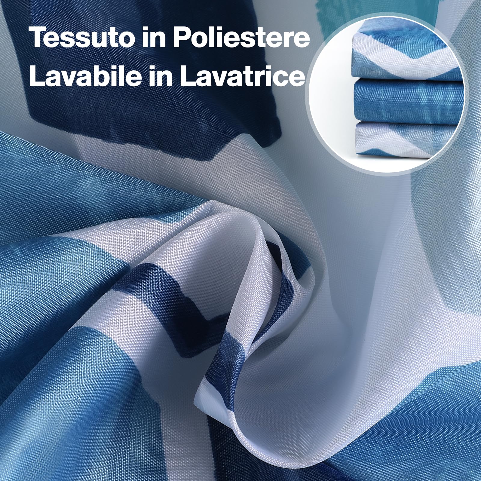 HANFU Tenda Doccia 180x200 cm, Tenda per Doccia Polyester Lavabile, Tende Doccia Asciugatura Rapida con 12 Ganci, Tenda Vasca da Bagno per Casa Hotel, Orlo Ponderato, Grigio Onde