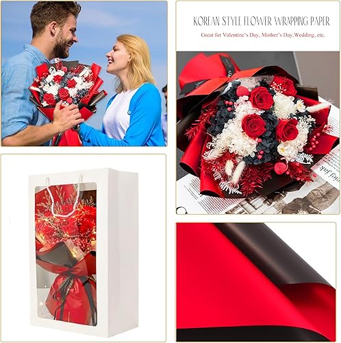 Miniatura 4 de Gloreyan 20 hojas de papel de regalo de flores, ramo de floristería para manualidades, ramo de flores frescas, envoltura impermeable, caja de