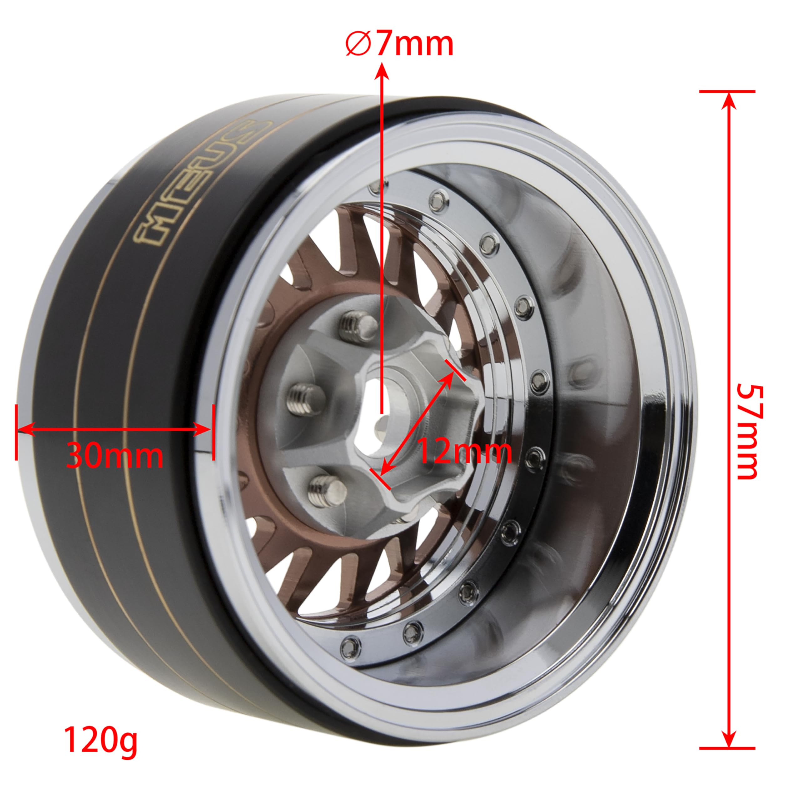 Lot De 4 Jantes Et Moyeux En Alliage D'aluminium 1.9 Pour Chenille RC 1 10 Pour Axial Scx10 Trx4 Noir 95051435