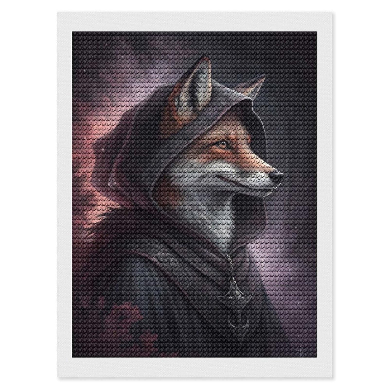 Junmoney Mysterious Fox Wizard Diamond Painting Set 12"x16", Holiday Gift Idea, for Creative Relaxation, Fun Craft Experience, Vintage Style Decor