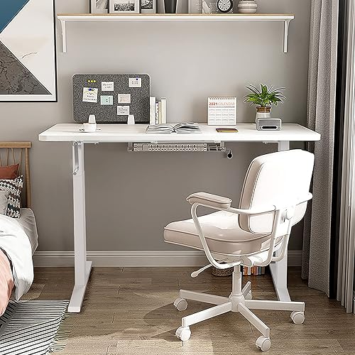 Miniatura 4 de Tangkula Marco de escritorio con manivela, estación de trabajo de pie ajustable en altura manual con manivela plegable, bandeja de gestión de