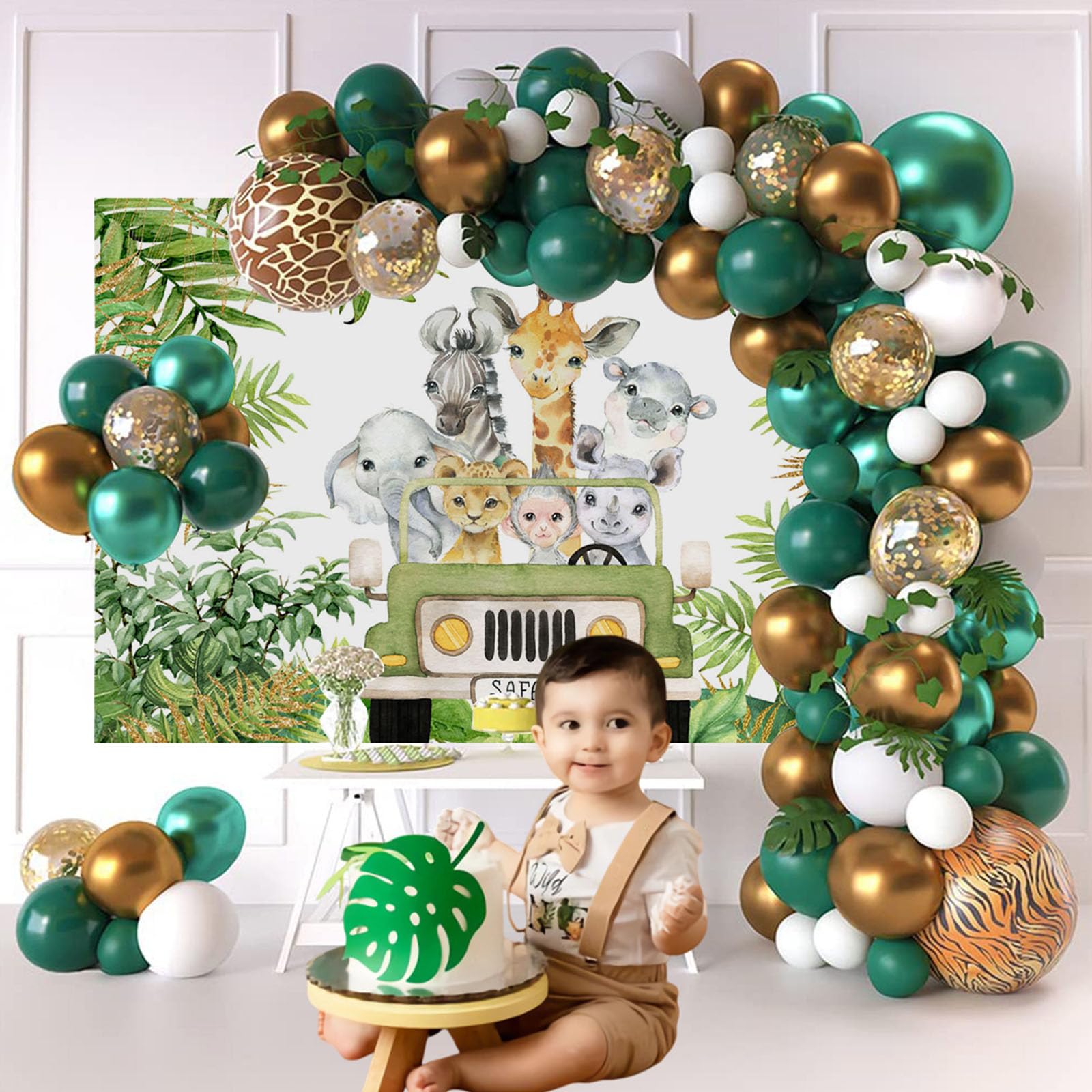 Mocsicka Safari Dschungel Party Banner – 180x110 Cm, Mit Elefant, Giraffe & Löwe